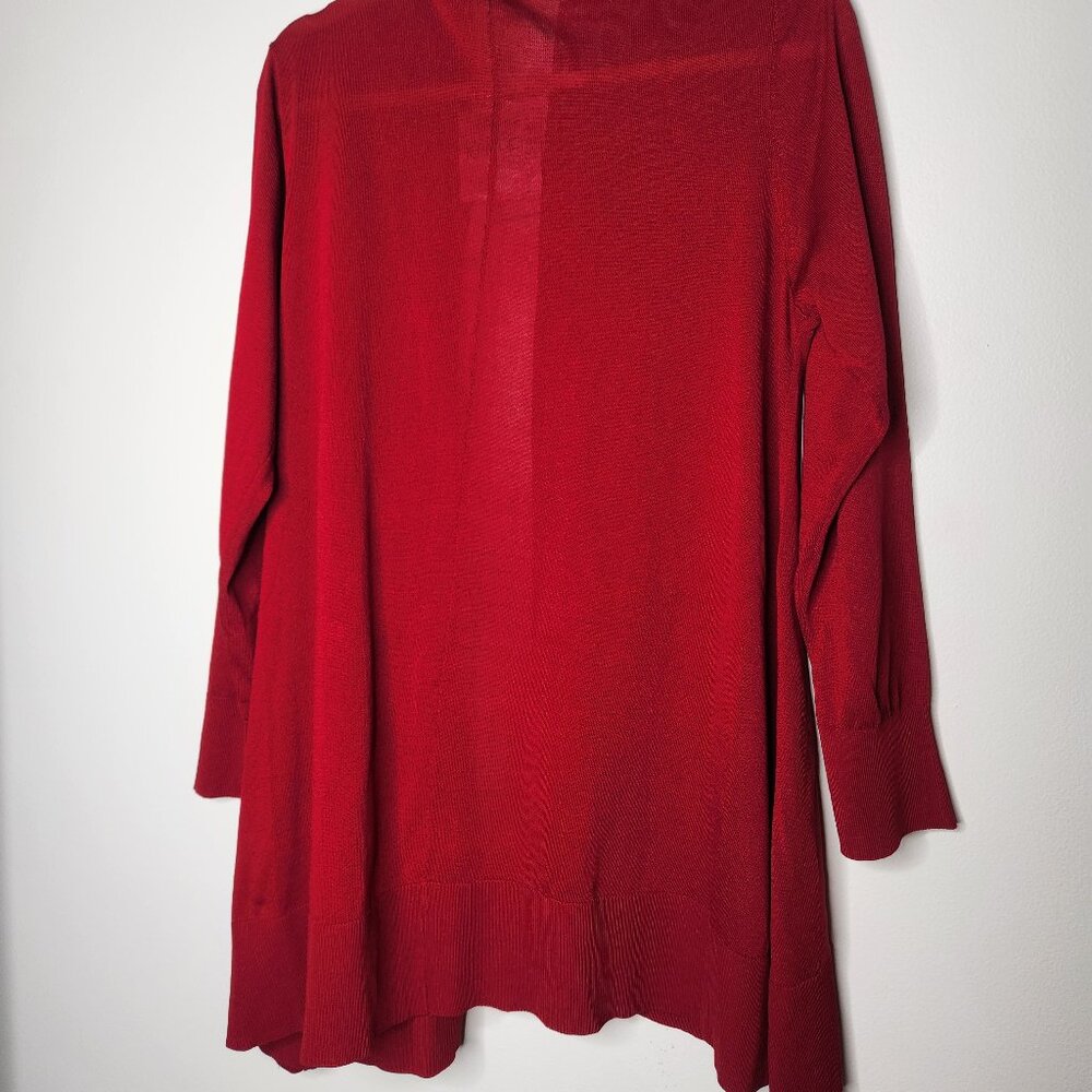 NWT Kasper Red Holiday Knit Open Front Cardigan Size‎ Large - Picture 5 of 6